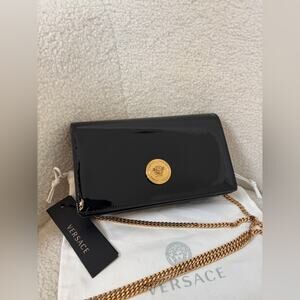 Versace Black and Gold Medusa Patent Leather Bag NWT